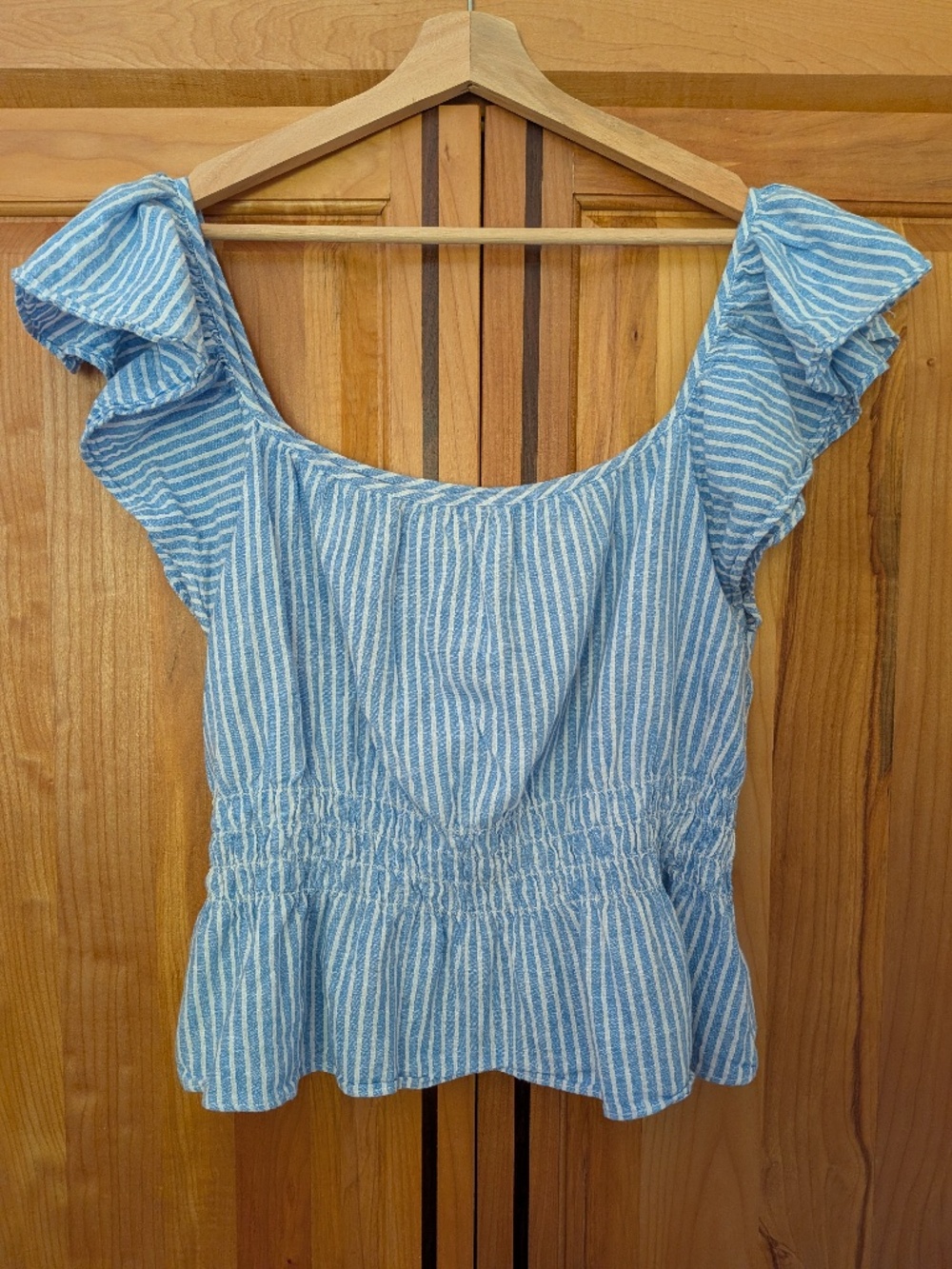 Blue and White Striped Blouse